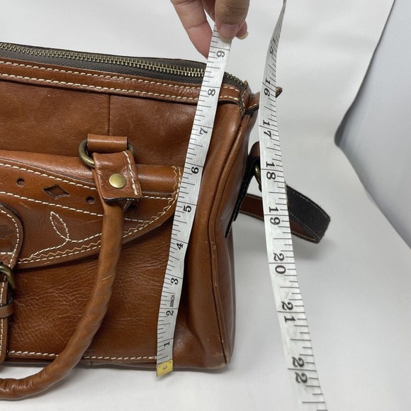 Patricia Nash Crossbody Tote Bag Cognac Brown Leather Handbag - Picture 13 of 16